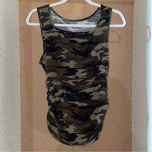 Camouflage Tank Top with Scrunched Sides